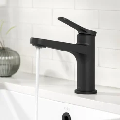 Indy Single Handle Bathroom Faucet in Matte Black Single Hole