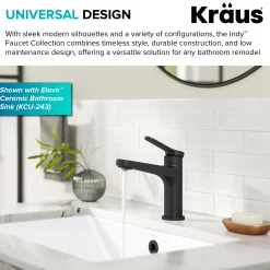 Indy Single Handle Bathroom Faucet in Matte Black Single Hole