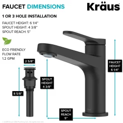 Indy Single Handle Bathroom Faucet in Matte Black Single Hole