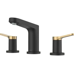 Outlet Indy Widespread Bathroom Faucet in Matte Black with Brushed Brass 8