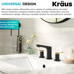 Outlet Indy Widespread Bathroom Faucet in Matte Black with Brushed Brass 8