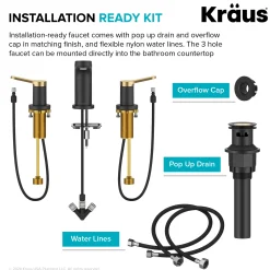 Outlet Indy Widespread Bathroom Faucet in Matte Black with Brushed Brass 8