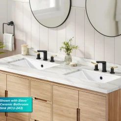Outlet Indy Widespread Bathroom Faucet in Matte Black with Brushed Brass 8
