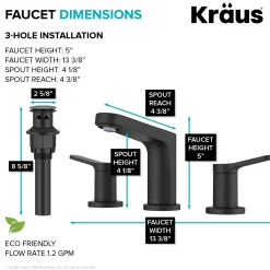 Sale Indy Widespread Bathroom Faucet in Matte Black 8