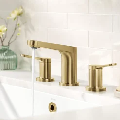 Online Indy Widespread Bathroom Faucet in Spot-Free Brushed Brass 8" Widespread