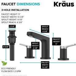 Discount Indy Widespread Bathroom Faucet in Matte Black with Brushed Nickel 8