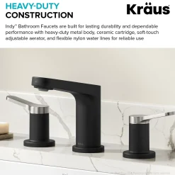 Discount Indy Widespread Bathroom Faucet in Matte Black with Brushed Nickel 8