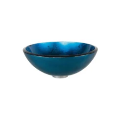 Best Irruption Blue Glass Vessel Bathroom Sink with PU-MR Above Counter / Vessel Sinks