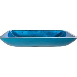 Irruption Blue Rectangular Glass Vessel Bathroom Sink with PU Above Counter / Vessel Sinks