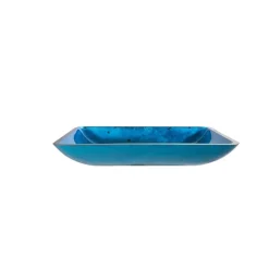 Irruption Blue Rectangular Glass Vessel Bathroom Sink with PU Above Counter / Vessel Sinks