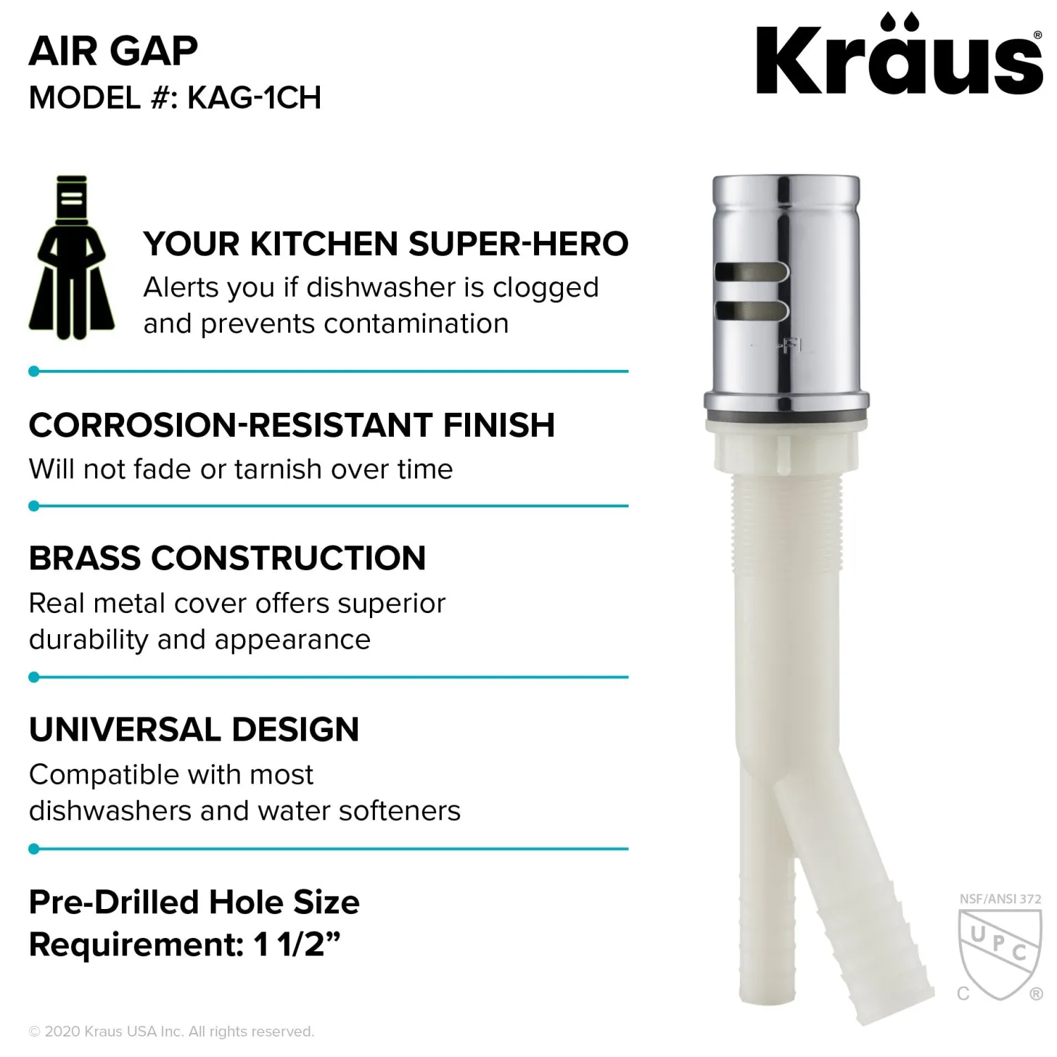 Best KAG-1 Air Gap Sink Drains, Disposer Flanges & Air Gaps