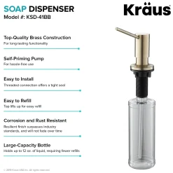 Discount Kitchen Soap Dispenser in Brushed Brass KSD-41 Soap Dispensers