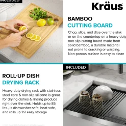 Best Kore 27" Apron Front Workstation 16 Gauge Stainless Steel Kitchen Sink Stainless Steel Sinks|Single Bowl Sinks