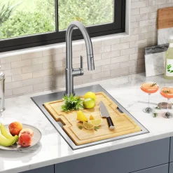 Outlet  Kore 15" Drop-In Workstation 16 Gauge Stainless Steel Single Bowl Kitchen Bar Sink with Accessories Bar / Prep Sinks|Workstation Sinks
