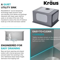 Discount Kore 23" Undermount Workstation 16 Gauge Laundry Utility Sink with Accessories Laundry & Utility Sinks|Undermount Sinks