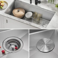 Kore 36" Undermount Workstation 16 Gauge Stainless Steel Single Bowl Kitchen Sink with Accessories Workstation Sinks|Stainless Steel Sinks