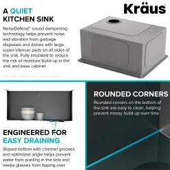 Discount Kore Workstation 23" Undermount Kitchen Sink in 16 Gauge PVD Gunmetal Undermount Sinks|Single Bowl Sinks