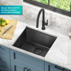 Hot Kore Workstation 21" Undermount 16 Gauge Bar or Kitchen Sink in PVD Gunmetal Gunmetal, Brass, & Gold|Bar / Prep Sinks