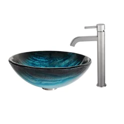 Best Ladon Glass Vessel Sink and Ramus Faucet Sink And Faucet Combos|Above Counter / Vessel Sinks