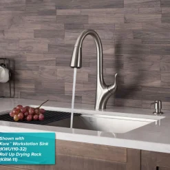 Discount Merlin Single Handle Pull-Down Kitchen Faucet in Spot Free Stainless Steel Single Hole