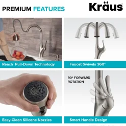 Discount Merlin Single Handle Pull-Down Kitchen Faucet in Spot Free Stainless Steel Single Hole