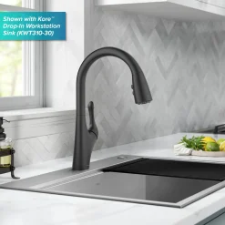 Clearance Merlin Single Handle Pull-Down Kitchen Faucet in Matte Black Single Hole