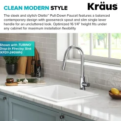 Online New Oletto Contemporary Single Handle Pull Down Kitchen Faucet in Chrome Single Hole