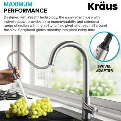 Online New Oletto Contemporary Single Handle Pull Down Kitchen Faucet in Chrome Single Hole