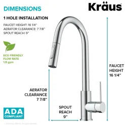 Online New Oletto Contemporary Single Handle Pull Down Kitchen Faucet in Chrome Single Hole