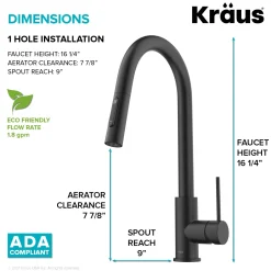 Online New Oletto Contemporary Single Handle Pull Down Kitchen Faucet in Matte Black Single Hole