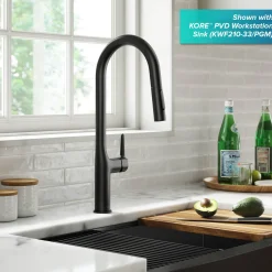 New Oletto Modern Single Handle Pull Down Kitchen Faucet in Matte Black Single Hole