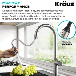 New Oletto Modern Single Handle Pull Down Kitchen Faucet in Matte Black Single Hole