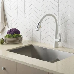 Nolen Dual Function Pull-Down Kitchen Faucet in Chrome/White Single Hole