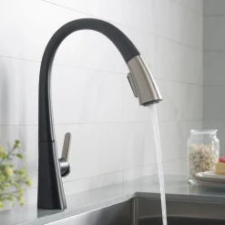 New Nolen Dual Function Pull-Down Kitchen Faucet in Spot Free Stainless Steel/Matte Black Single Hole