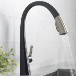 New Nolen Dual Function Pull-Down Kitchen Faucet in Spot Free Stainless Steel/Matte Black Single Hole