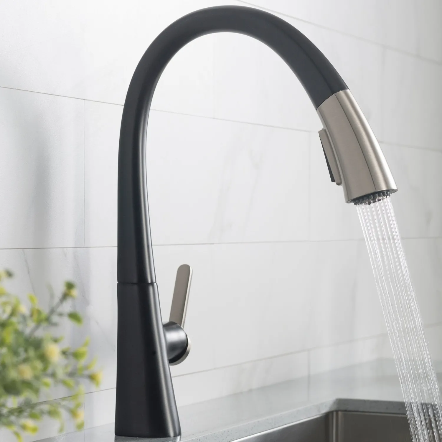 New Nolen Dual Function Pull-Down Kitchen Faucet in Spot Free Stainless Steel/Matte Black Single Hole
