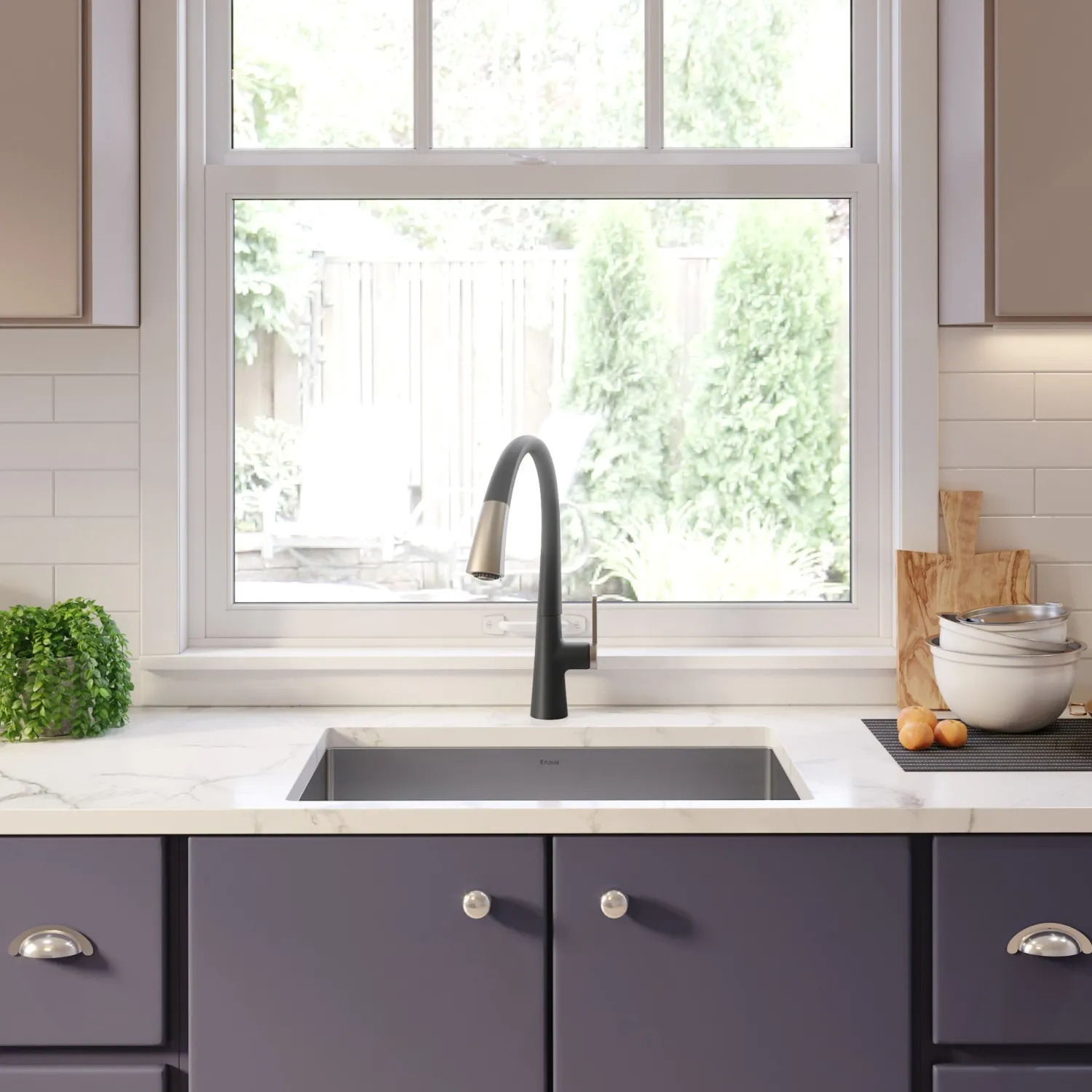 New Nolen Dual Function Pull-Down Kitchen Faucet in Spot Free Stainless Steel/Matte Black Single Hole