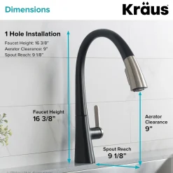 New Nolen Dual Function Pull-Down Kitchen Faucet in Spot Free Stainless Steel/Matte Black Single Hole