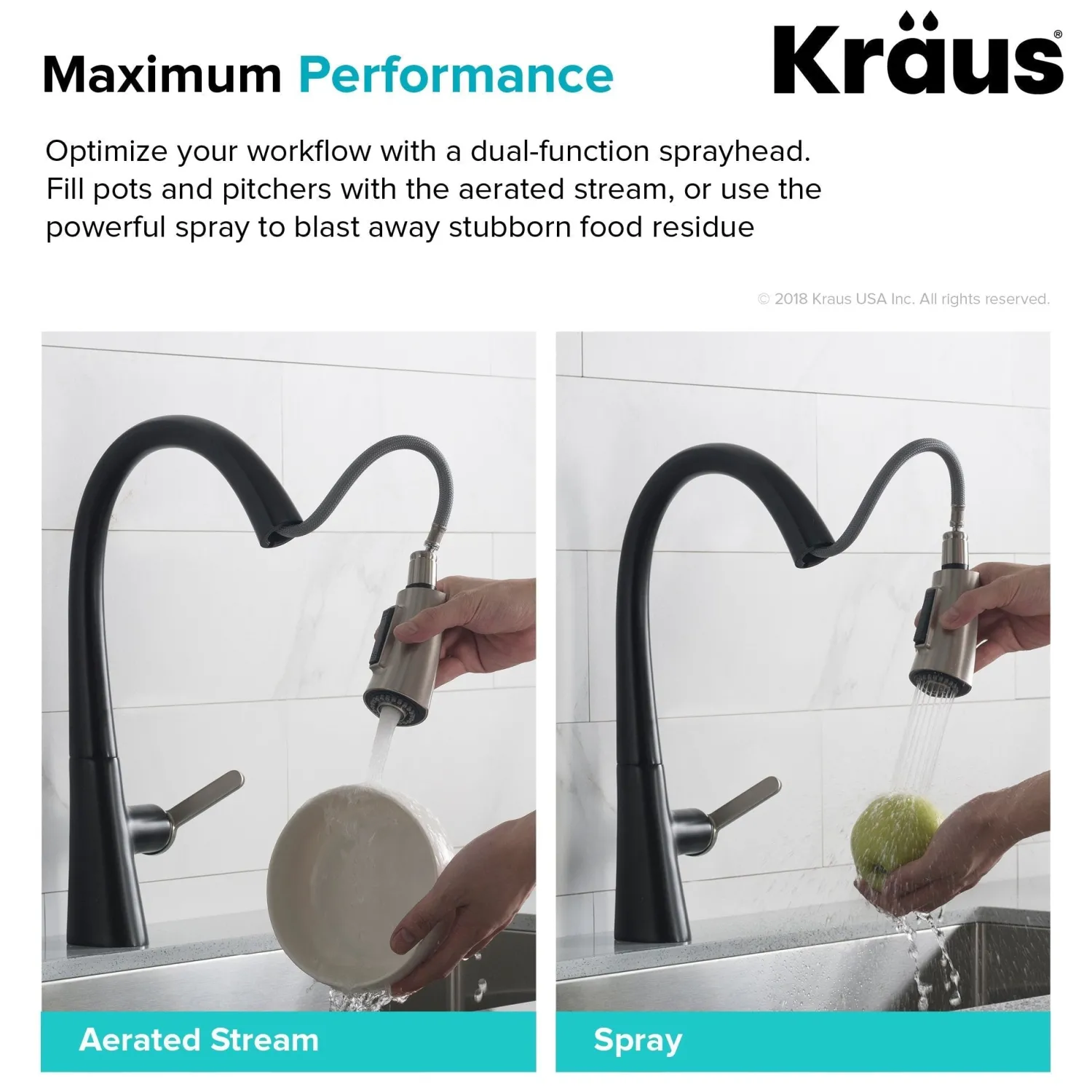 New Nolen Dual Function Pull-Down Kitchen Faucet in Spot Free Stainless Steel/Matte Black Single Hole