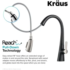 New Nolen Dual Function Pull-Down Kitchen Faucet in Spot Free Stainless Steel/Matte Black Single Hole