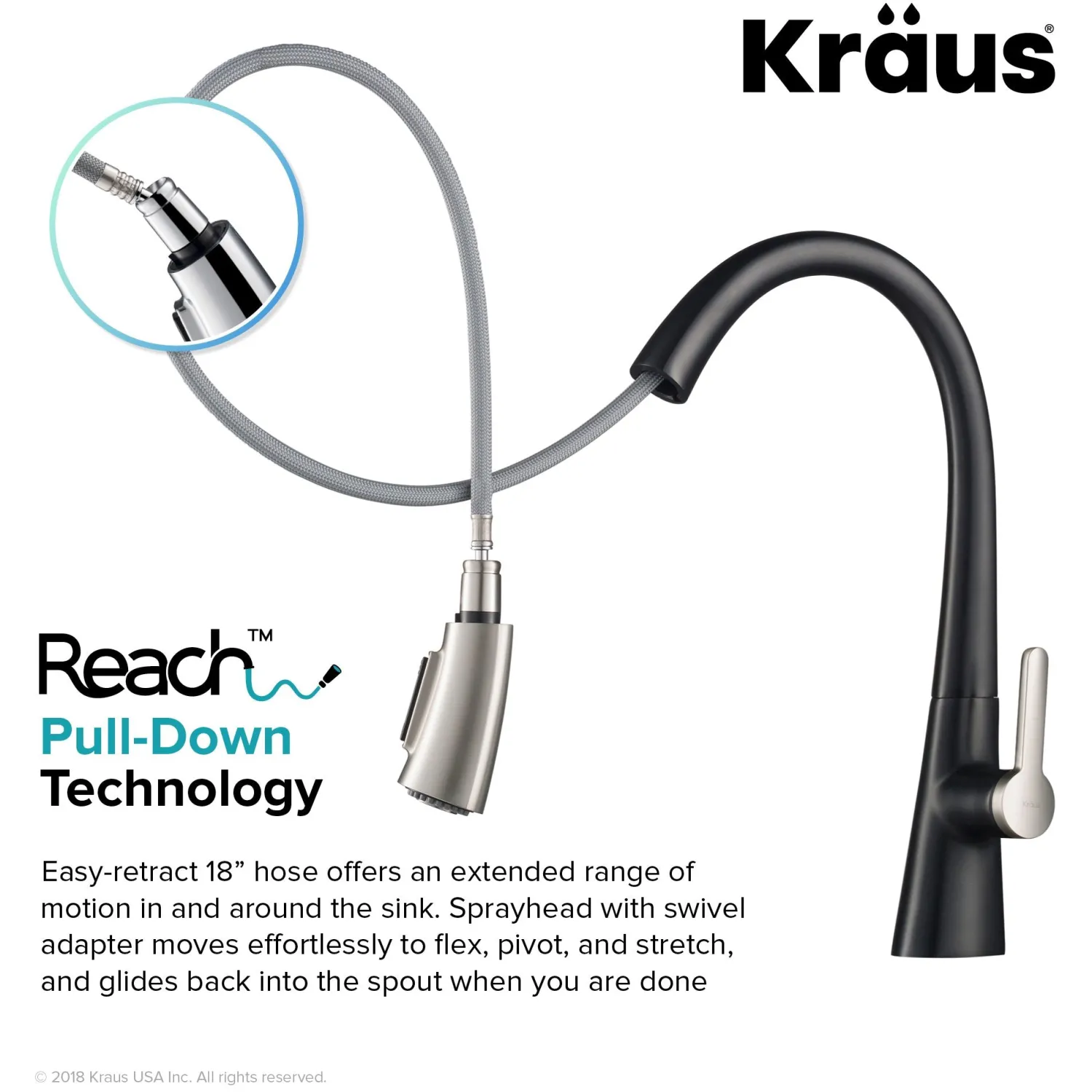 New Nolen Dual Function Pull-Down Kitchen Faucet in Spot Free Stainless Steel/Matte Black Single Hole