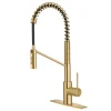 Outlet Oletto Commercial Style Pull-Down Single Handle Kitchen Faucet in Brushed Brass Single Hole