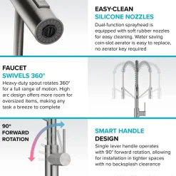 Outlet Oletto Commercial Style Pull-Down Single Handle Kitchen Faucet in Brushed Brass Single Hole