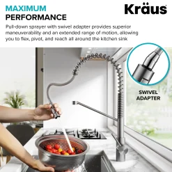 Outlet Oletto Commercial Style Pull-Down Single Handle Kitchen Faucet in Brushed Brass Single Hole