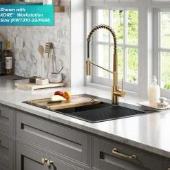 Outlet Oletto Commercial Style Pull-Down Single Handle Kitchen Faucet in Brushed Brass Single Hole