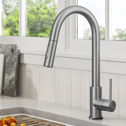 New  Oletto Contemporary Single-Handle Touch Activated with Pull Down Sprayer in Spot Free Stainless Steel Touchless, Sensor And Tap Activated Kitchen Faucets