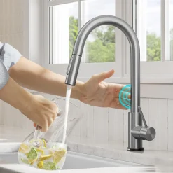 New  Oletto Contemporary Single-Handle Touch Activated with Pull Down Sprayer in Spot Free Stainless Steel Touchless, Sensor And Tap Activated Kitchen Faucets