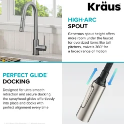 New  Oletto Contemporary Single-Handle Touch Activated with Pull Down Sprayer in Spot Free Stainless Steel Touchless, Sensor And Tap Activated Kitchen Faucets