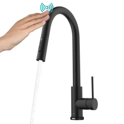 Sale  Oletto Contemporary Single-Handle Touch Activated with Pull Down Sprayer in Matte Black Touchless, Sensor And Tap Activated Kitchen Faucets