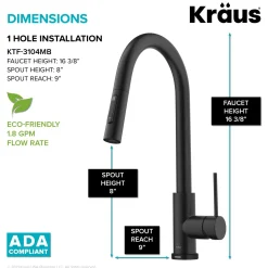 Sale Oletto Contemporary Single-Handle Touch Activated with Pull Down Sprayer in Matte Black Touchless, Sensor And Tap Activated Kitchen Faucets